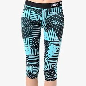 Nike Pro run geometric print patchwork capri dri fit cropped running leggings M
